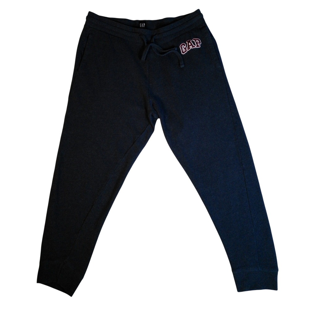 Gap Mens Navy Blue Logo Fleece Joggers Sweatpants Large Drawstring Tapered Leg